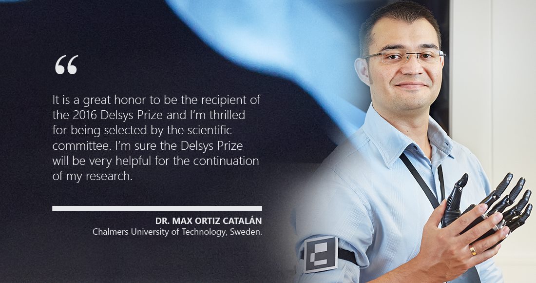 Dr. Max Ortiz Catalan wins the 14th Annual Delsys Prize for innovation in Electromyography